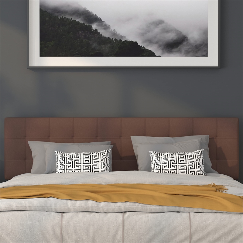 Flash Furniture Bedford King Fabric Panel Headboard in Dark Brown