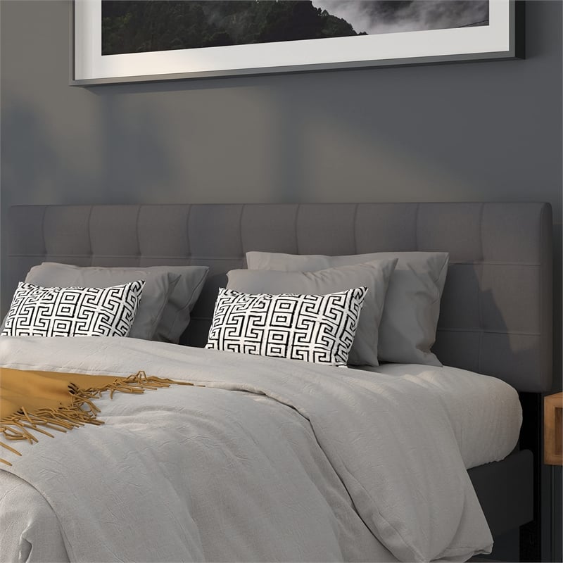 Flash Furniture Bedford King Fabric Panel Headboard in Dark Gray