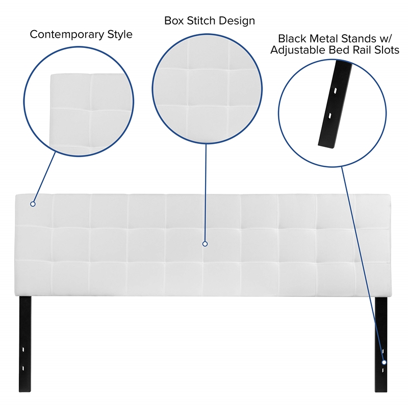 Flash Furniture Bedford King Fabric Panel Headboard in White