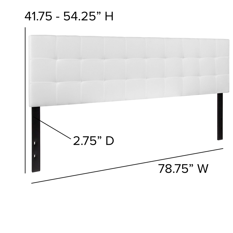 Flash Furniture Bedford King Fabric Panel Headboard in White
