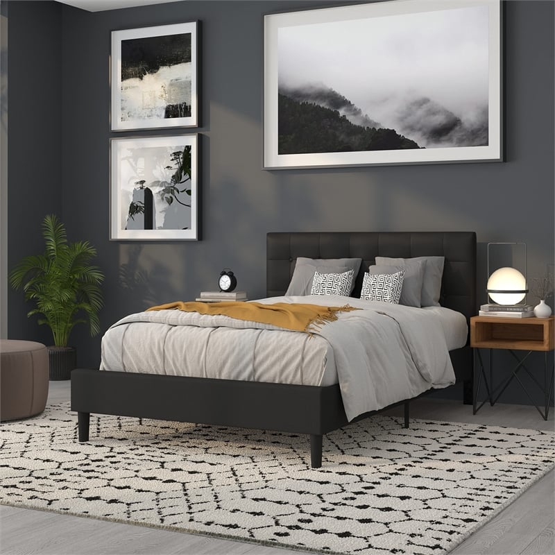 Flash Furniture Lennox Adjustable Height Tufted Full Headboard-Black