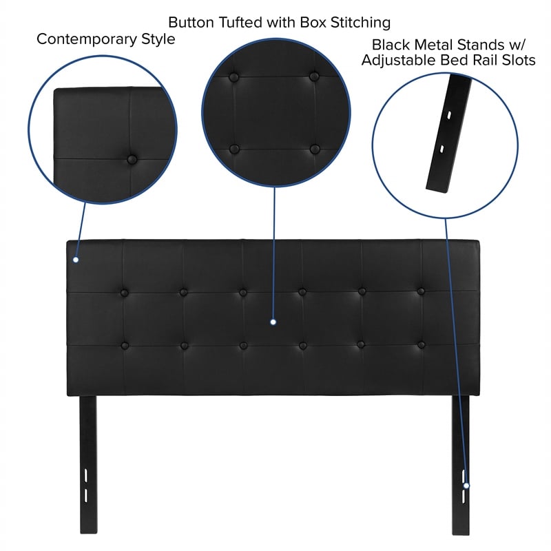 Flash Furniture Lennox Adjustable Height Tufted Full Headboard-Black