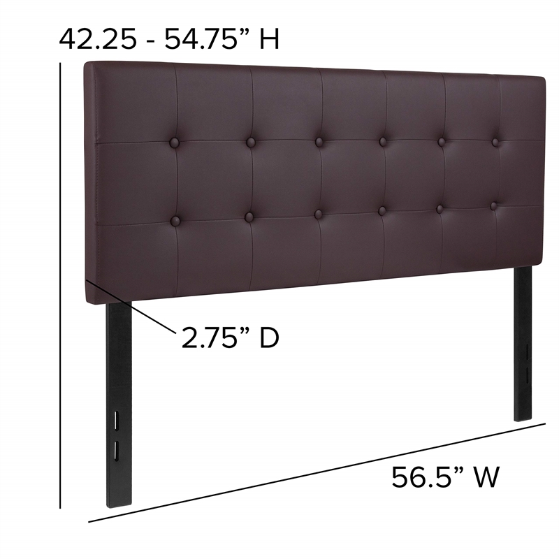 Flash Furniture Lennox Upholstered Full Panel Headboard in Brown
