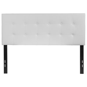 flash furniture lennox contemporary faux leather tufted twin panel headboard in white