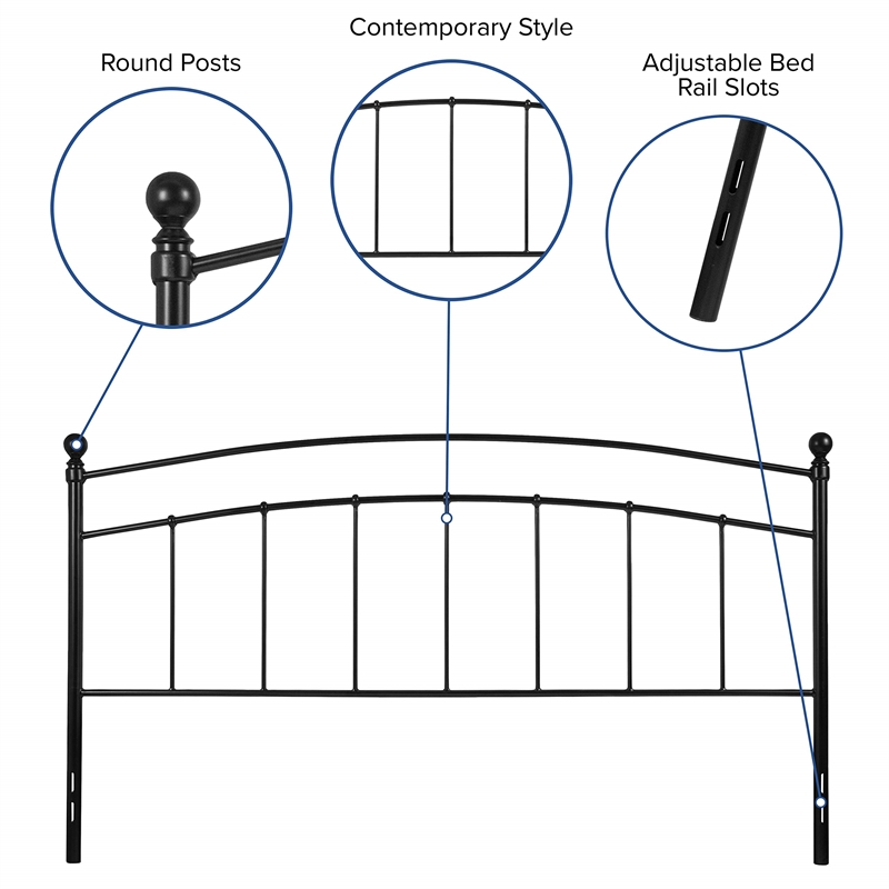 Flash Furniture Woodstock King Metal Spindle Headboard in Black