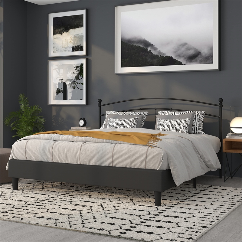 Flash Furniture Woodstock King Metal Spindle Headboard in Black