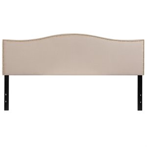 flash furniture lexington transitional nailhead trim upholstered panel headboard in beige