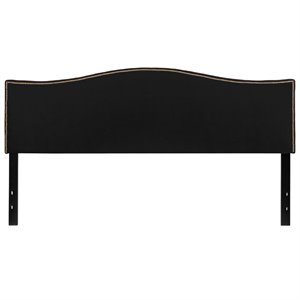 flash furniture lexington transitional nailhead trim upholstered panel headboard in black