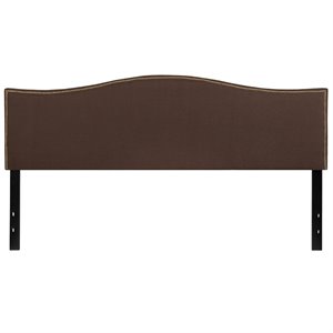 flash furniture lexington transitional nailhead trim upholstered panel headboard in dark brown