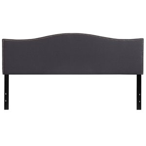 flash furniture lexington transitional nailhead trim upholstered panel headboard in dark gray