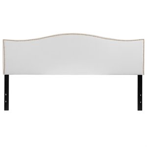 flash furniture lexington transitional nailhead trim upholstered panel headboard in white