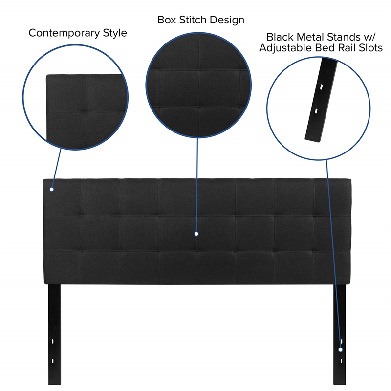 Flash Furniture Bedford Queen Fabric Panel Headboard in Black