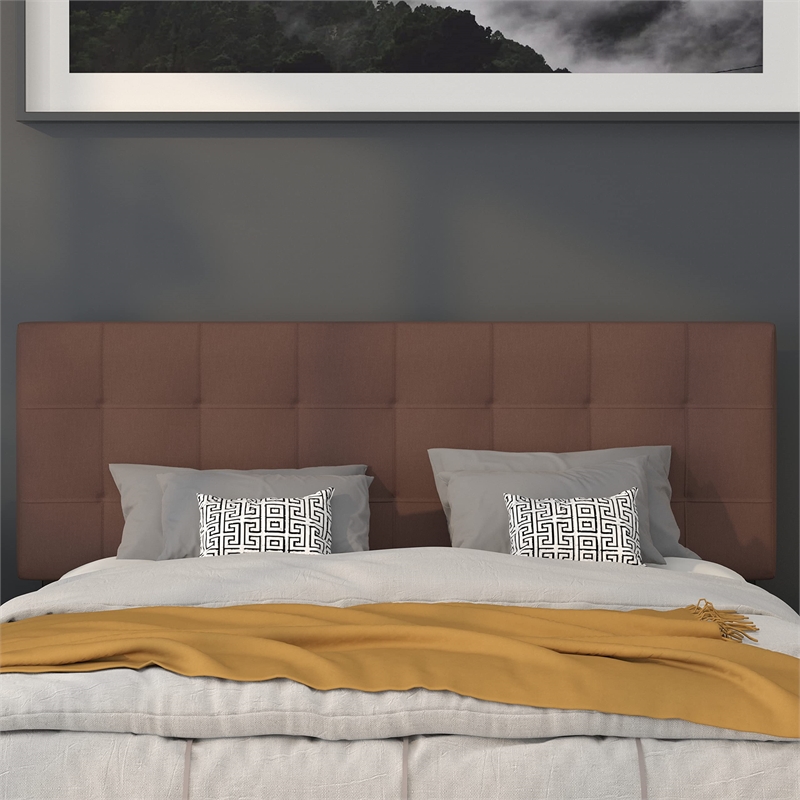 Flash Furniture Bedford Queen Fabric Panel Headboard in Dark Brown