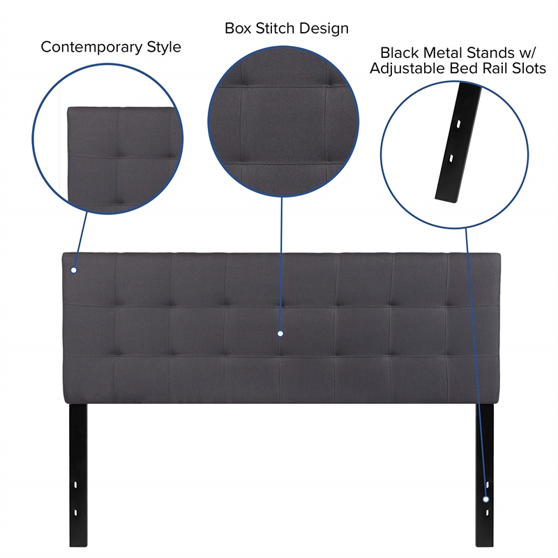 flash furniture bedford queen fabric panel headboard in dark gray