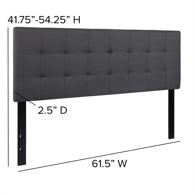 flash furniture bedford queen fabric panel headboard in dark gray