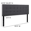Flash Furniture Bedford Queen Fabric Panel Headboard in Dark Gray