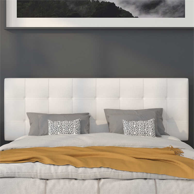 Flash Furniture Bedford Queen Fabric Panel Headboard in White