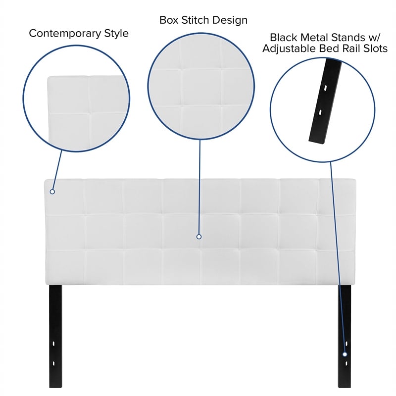 Flash Furniture Bedford Queen Fabric Panel Headboard in White