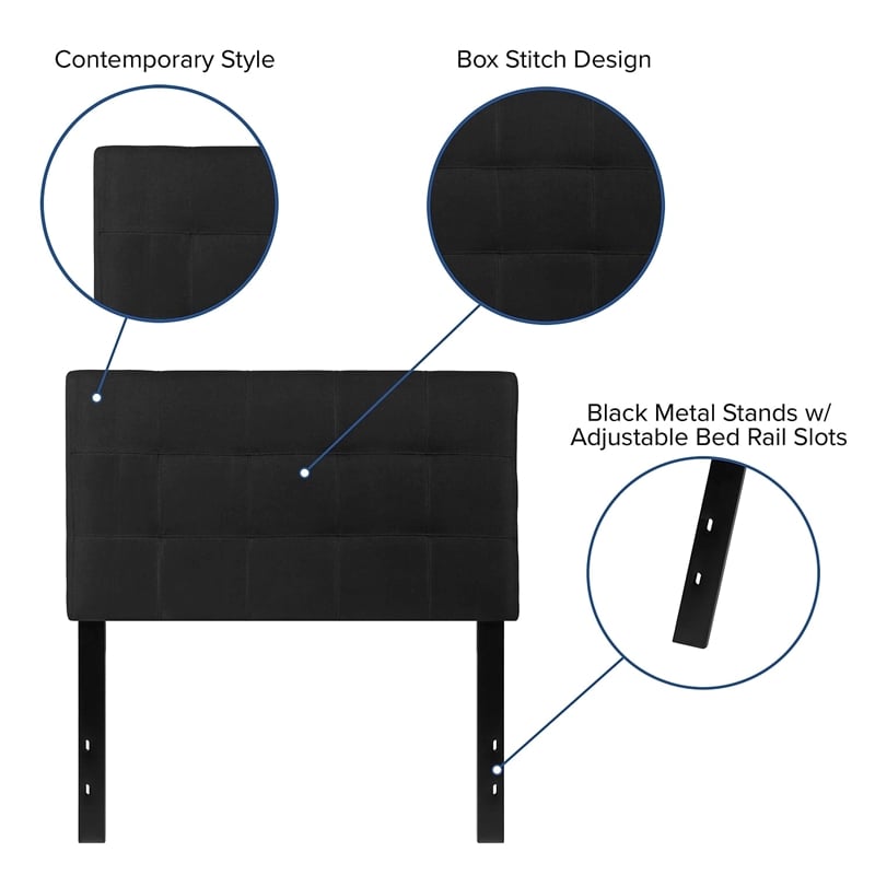 Flash Furniture Bedford Twin Fabric Panel Headboard in Black