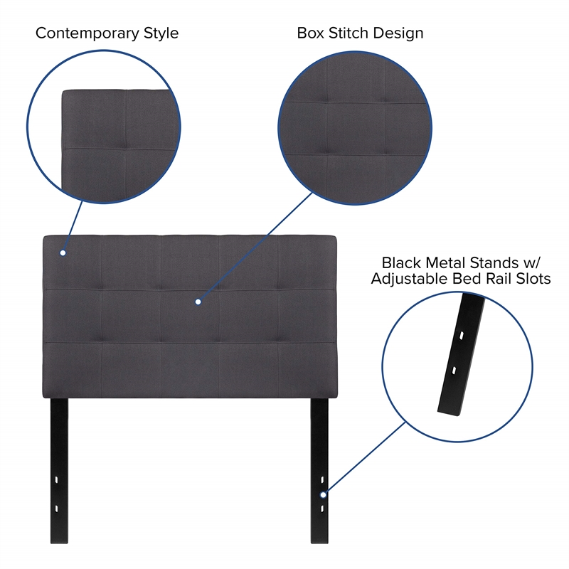 Flash Furniture Bedford Twin Fabric Panel Headboard in Dark Gray