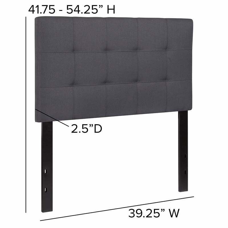 Flash Furniture Bedford Twin Fabric Panel Headboard in Dark Gray