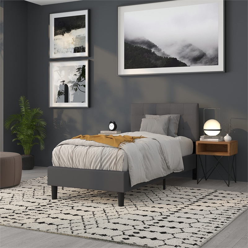 Flash Furniture Bedford Twin Fabric Panel Headboard in Dark Gray