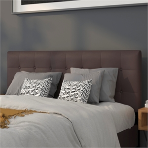 Flash Furniture Lennox Upholstered Queen Panel Headboard in Brown