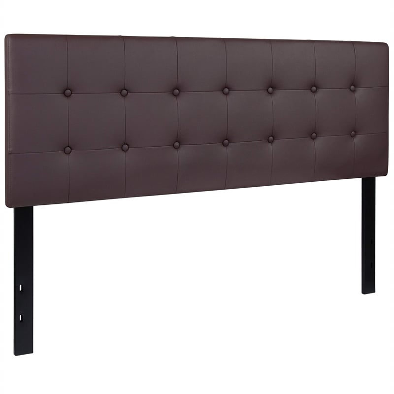 Flash Furniture Lennox Upholstered Queen Panel Headboard in Brown