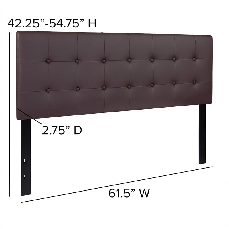 Flash Furniture Lennox Upholstered Queen Panel Headboard in Brown