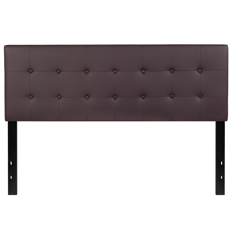 Flash Furniture Lennox Upholstered Queen Panel Headboard in Brown