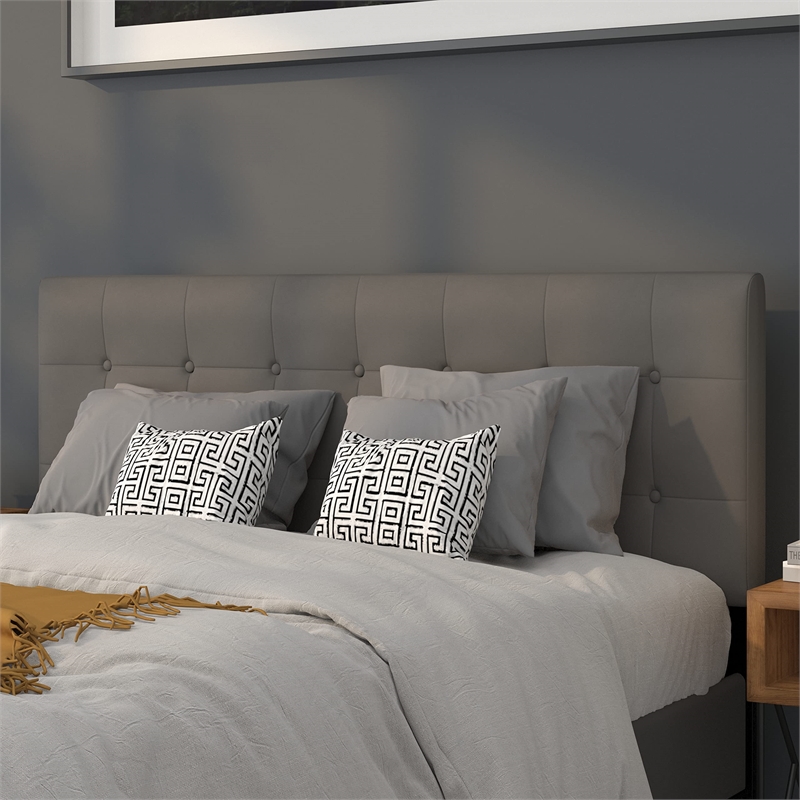 Flash Furniture Lennox Upholstered Queen Panel Headboard in Gray
