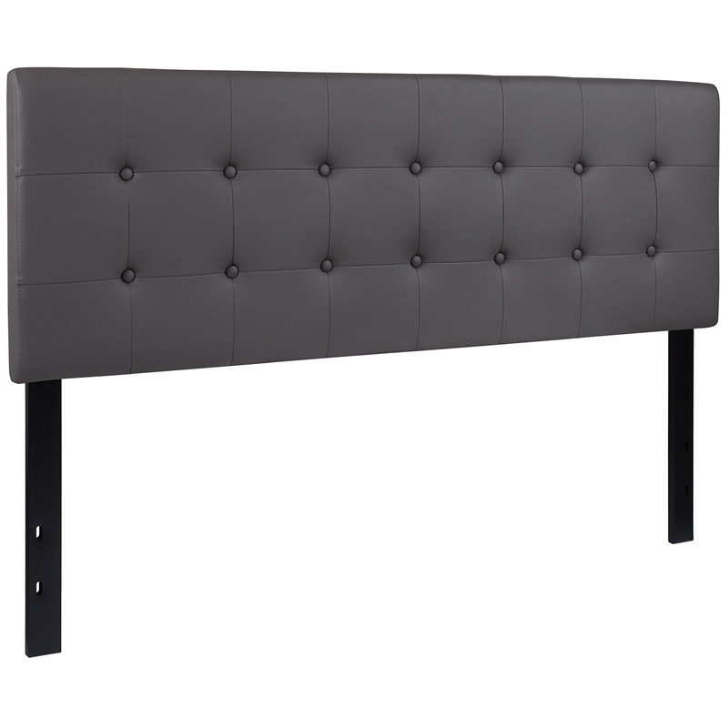 Flash Furniture Lennox Upholstered Queen Panel Headboard in Gray
