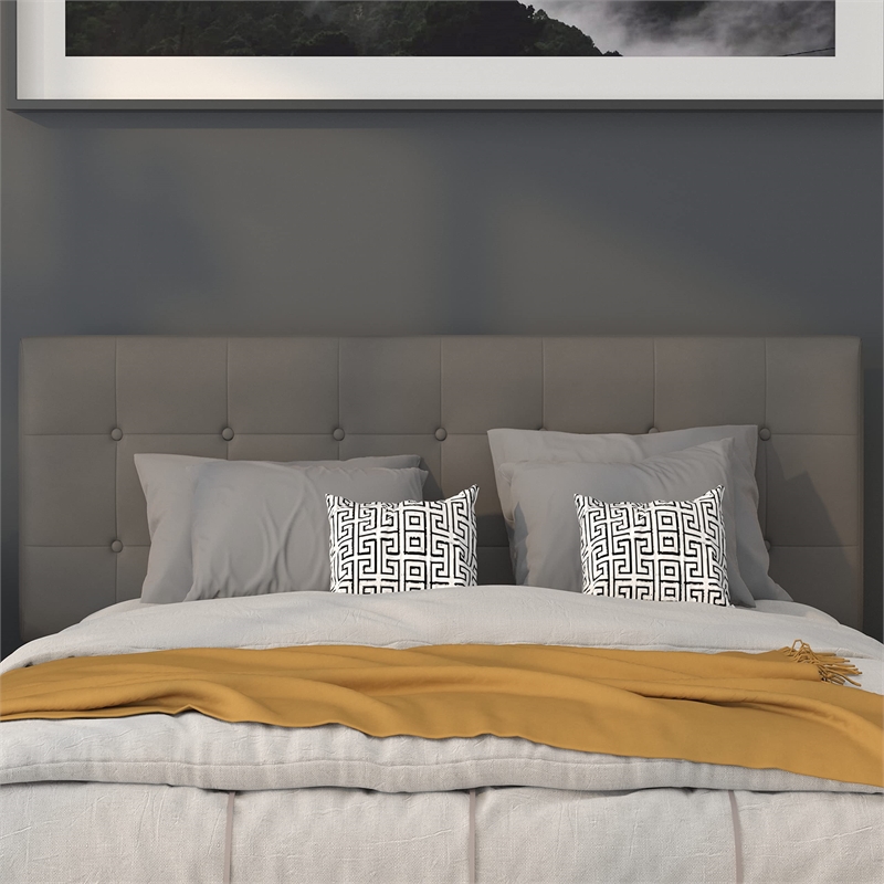 Flash Furniture Lennox Upholstered Queen Panel Headboard in Gray