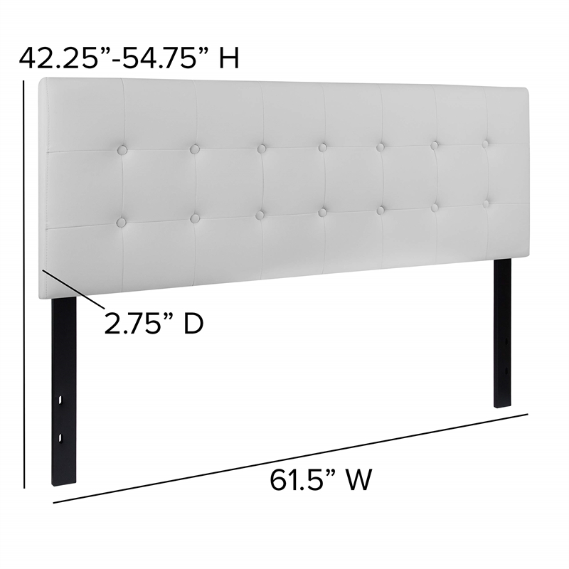Flash Furniture Lennox Adjustable Height Tufted Queen Headboard-White