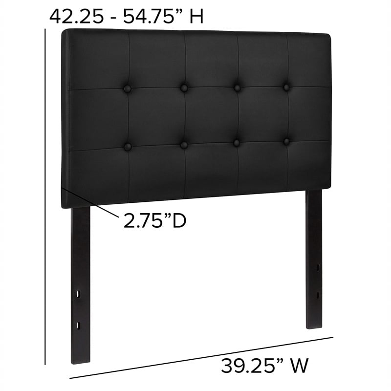 Flash Furniture Lennox  Adjustable Height Tufted Twin Headboard-Black