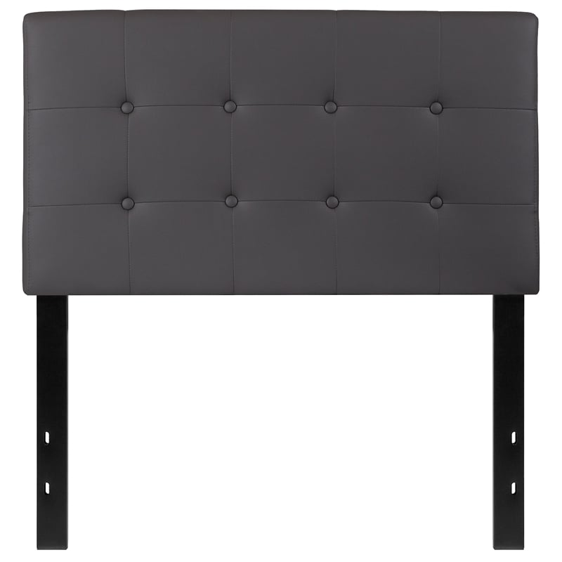 Flash Furniture Lennox Faux Leather Tufted Twin Panel Headboard in Gray