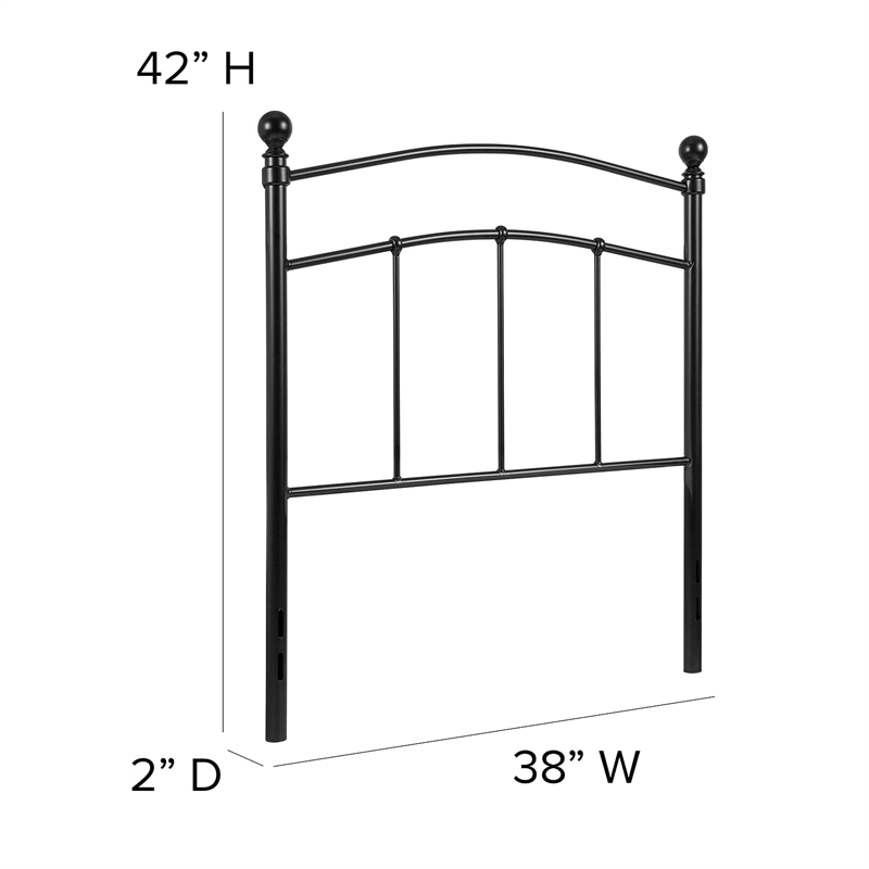 Flash Furniture Woodstock Twin Metal Spindle Headboard in Black