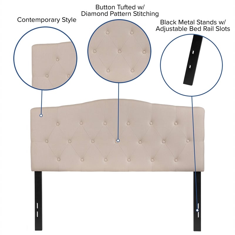 Flash Furniture Cambridge Tufted Full Panel Headboard in Beige