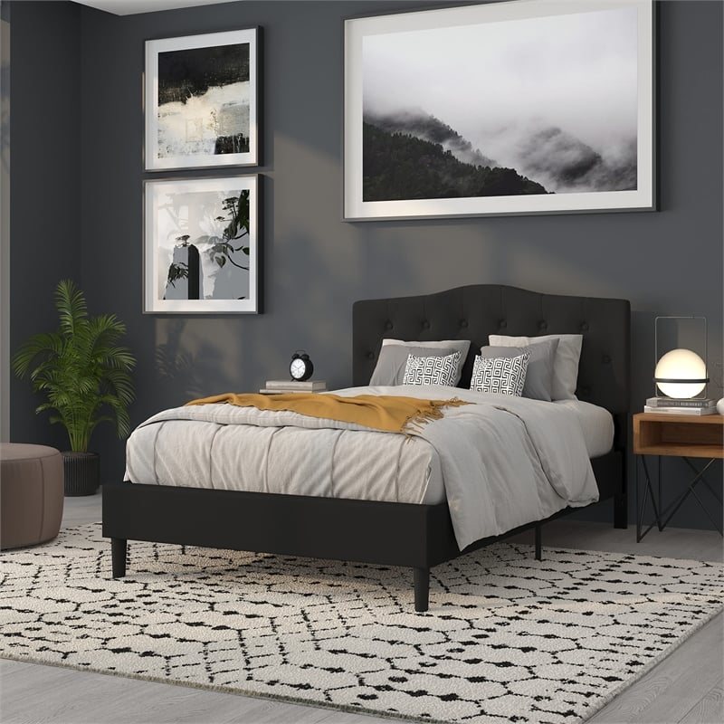 Flash Furniture Cambridge Tufted Full Panel Headboard in Black