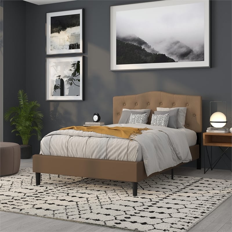 Flash Furniture Cambridge Tufted Full Panel Headboard in Dark Brown