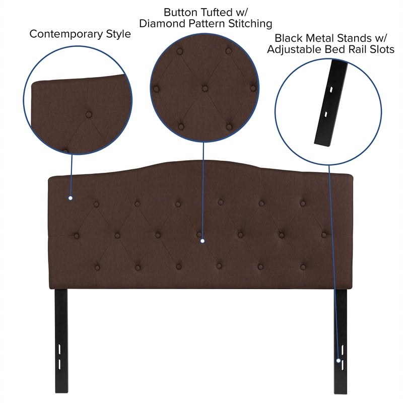 Flash Furniture Cambridge Tufted Full Panel Headboard in Dark Brown