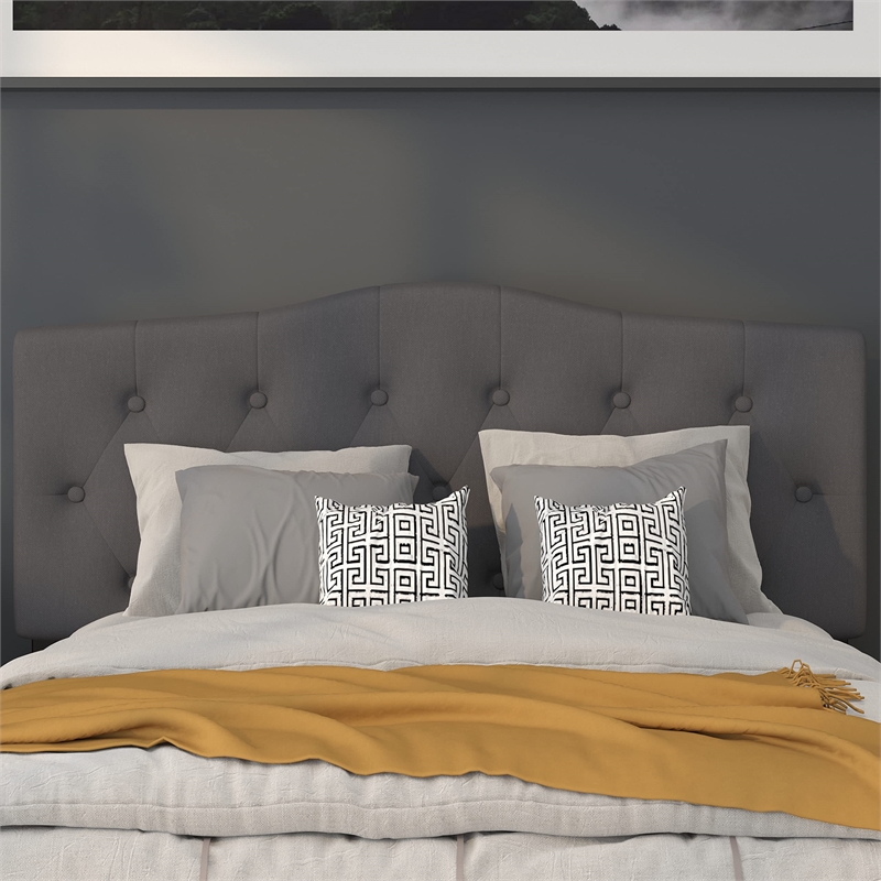 Flash Furniture Cambridge Tufted Full Panel Headboard in Dark Gray