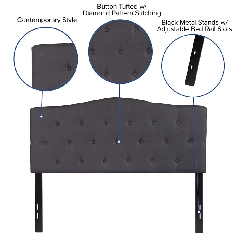 Flash Furniture Cambridge Tufted Full Panel Headboard in Dark Gray