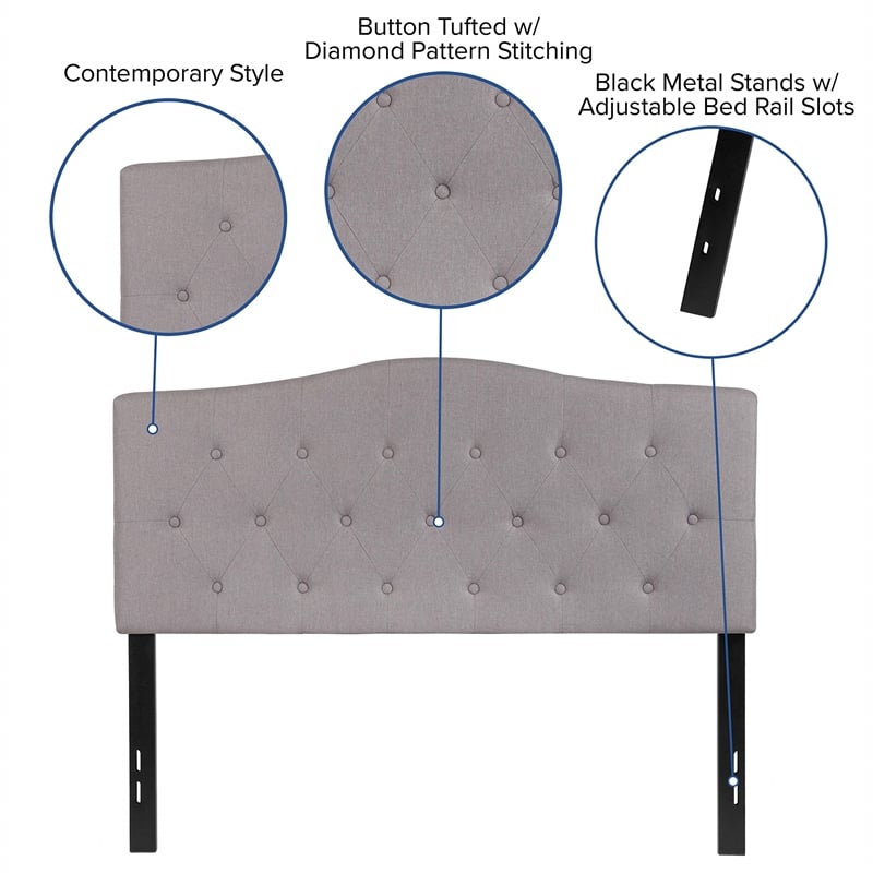 Flash Furniture Cambridge Tufted Full Panel Headboard in Light Gray