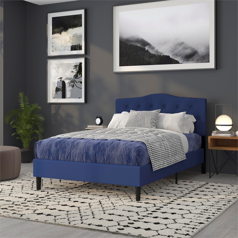 Flash Furniture Cambridge Tufted Full Panel Headboard in Navy