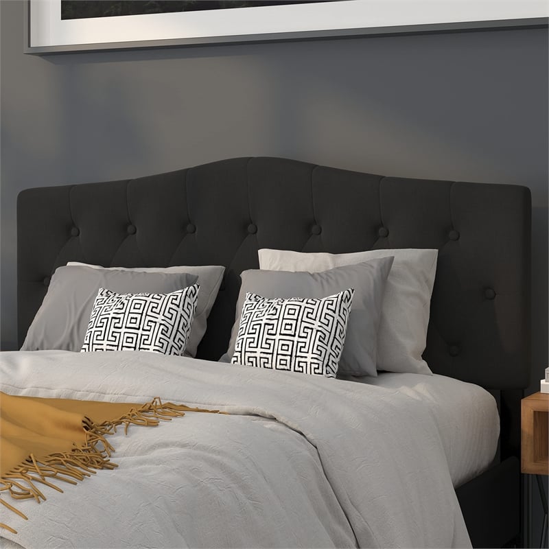 Flash Furniture Cambridge Tufted Queen Panel Headboard in Black