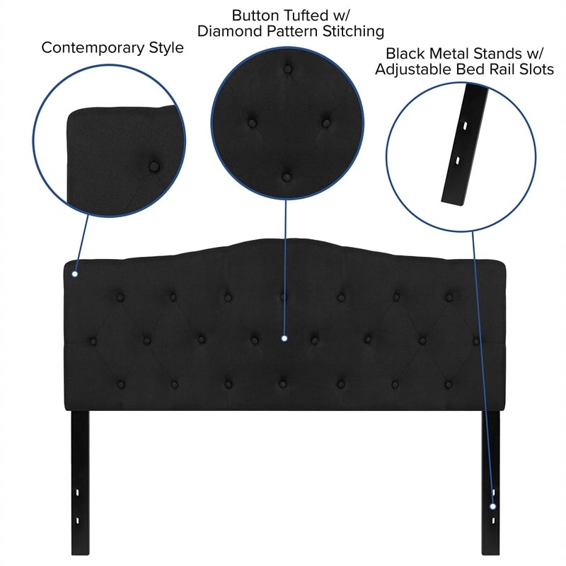 Flash Furniture Cambridge Tufted Queen Panel Headboard in Black