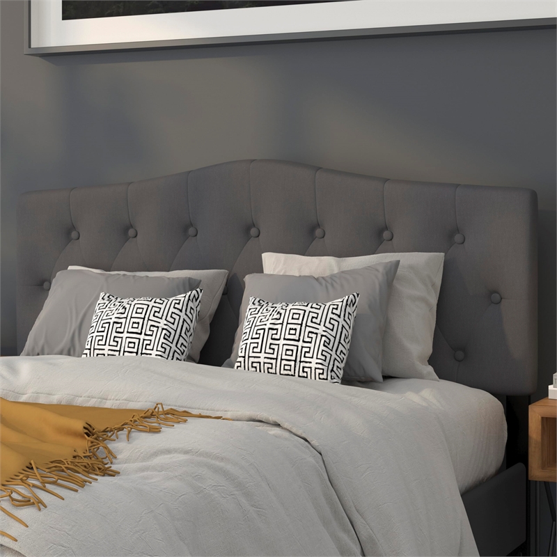 Flash Furniture Cambridge Tufted Queen Panel Headboard in Dark Gray