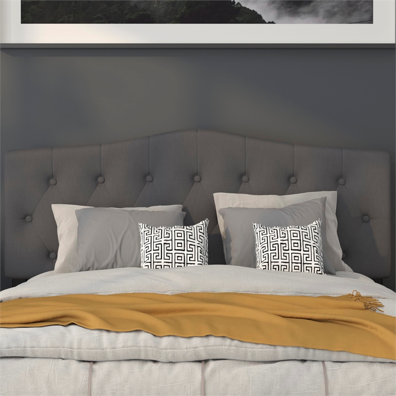 Flash Furniture Cambridge Tufted Queen Panel Headboard in Dark Gray