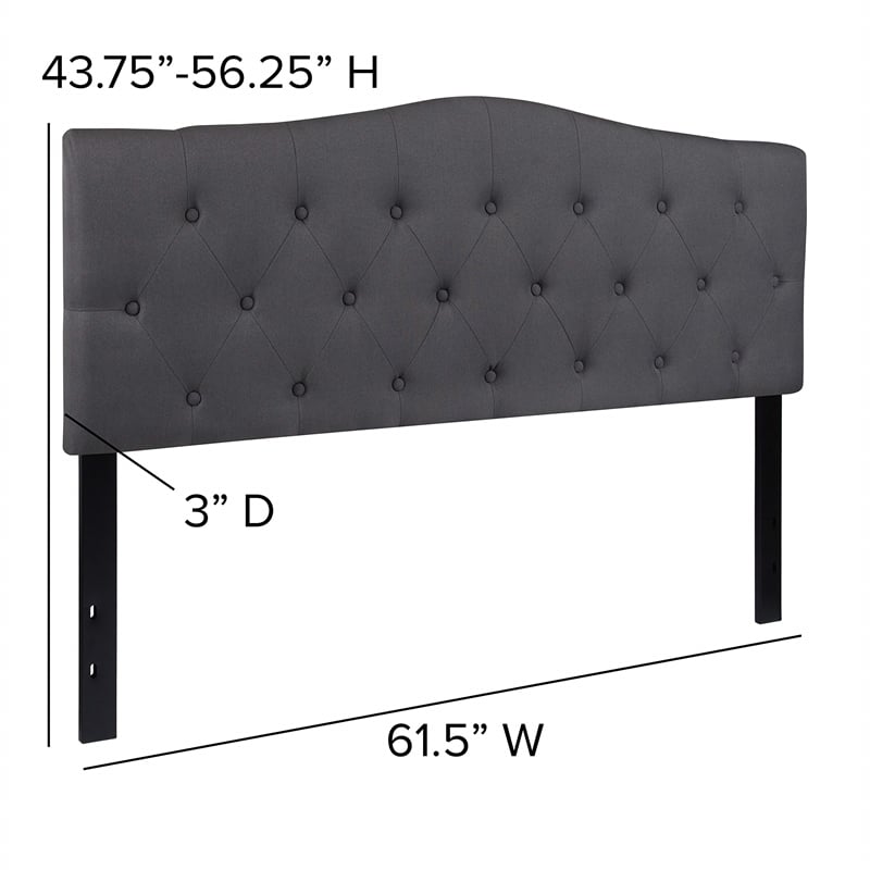 Flash Furniture Cambridge Tufted Queen Panel Headboard in Dark Gray